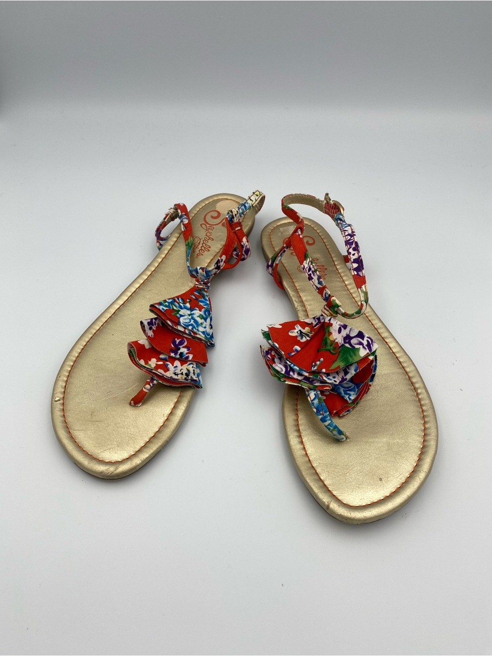 Seychelles Red Floral Ruffle Toe-Ring Sandals